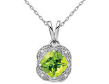 2.00 Carat (ctw) Natural Peridot Pendant Necklace in 14K White Gold and Chain
